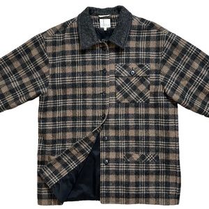 Vintage Wool Jacket Shirt Shacket Chore Coat Mohair Plaid M Medium